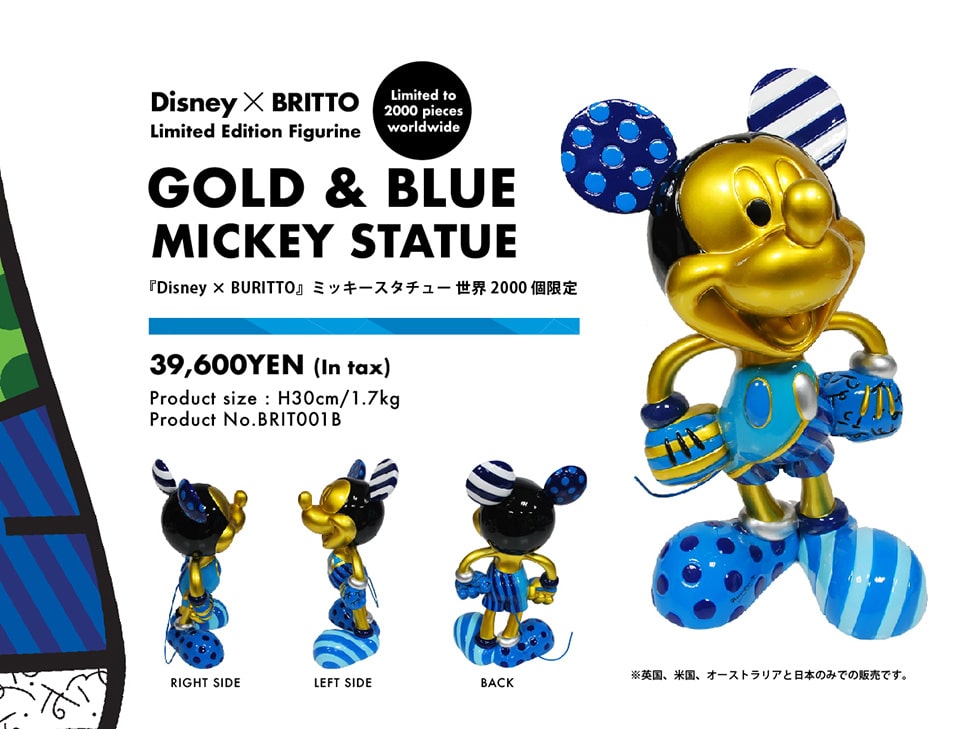 DisneyXBRITTOLimitedEditionFigurineLimitedto2000piecesworldwideGOLD&BLUEMICKEYSTATUEwDisneyxBURITTOx~bL[X^`[E200039,600YEN(Intax)Productsize:H30cm/1.7kgProductNo.BRITO01BpAčAI[XgAƓ{݂̂ł̔̔łB