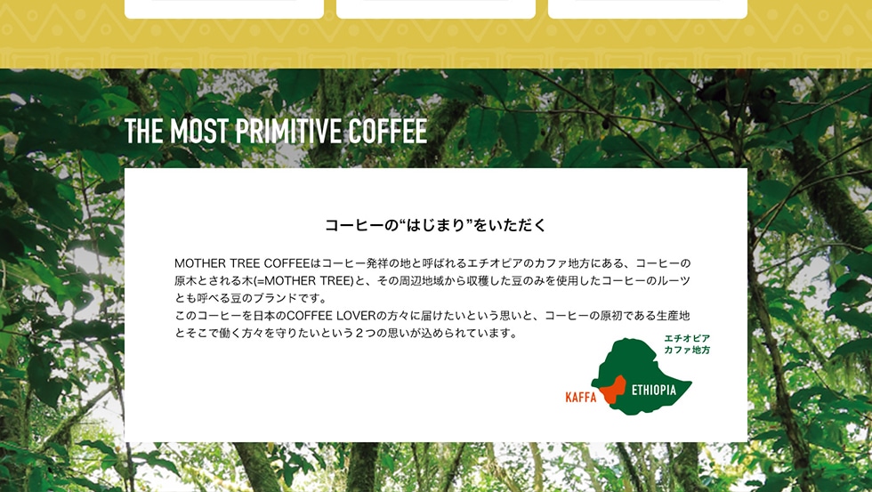 THE MOST PRIMITIVE COFFEE R[q[́g͂܂hMOTHER TREE COFFEE̓R[q[˂̒nƌĂ΂G`IsÃJt@nɂAR[q[̌؂Ƃ(=MOTHER TREE) ƁA̎Ӓn悩n݂̂gpR[q[̃[cƂĂׂ铤̃uhłB̃R[q[{COFFEE LOVER̕Xɓ͂ƂvƁAR[q[̌ł鐶YnƂœX肽Ƃ2̎v߂Ă܂B