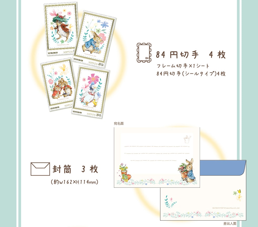ピーターラビット 花を贈るフレーム切手セット｜郵便局のネットショップ