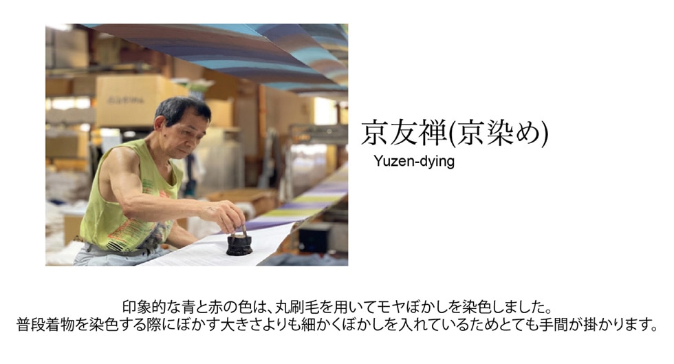 FT() Yuzen-dying ۓIȐƐԂ̐F́AۍтpăڂF܂BiFۂɂڂ傫ׂڂĂ邽߂ƂĂԂ|܂B